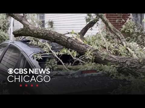 Watch Live: Roofs ripped off, trees downed as storm cleanup begins | CBS News Chicago