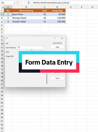 Form Data Entry di Excel #exceltricks #exceltutorial #excel #exceltips