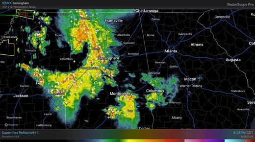 Rain and thunderstorms will continue across Alabama overnight… The risk of severe storms is now very low.