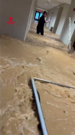 Hotel lobby goes underwater during deadly floods in West Virginia