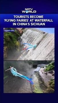 Tourists Become ‘Flying Fairies’ Above Sichuan’s Waterfalls In China