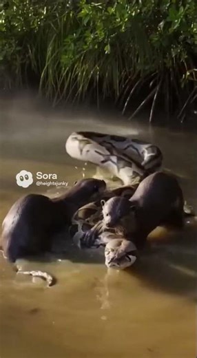 Otters vs 17-Foot Python – Incredible Wildlife Battle!