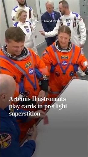 Artemis II astronauts play cards in preflight superstition