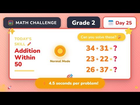 Addition Within 50 Mastery | Grade 2 Daily Math Challenge (Day 25/365)