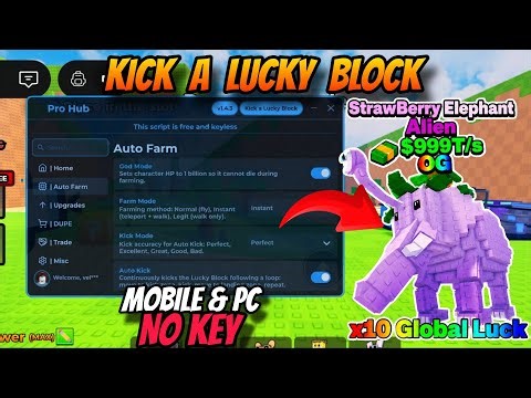 Kick A Lucky Block *NO KEY* - PERFECT KICK, DUPE, AUTOFARM, GOD MODE, BRAINROT SPAWNER