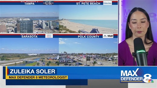 Max Defender 8 Meteorologist Zuleika Soler is live with our rain chances and our next cold snap | Have a question about the forecast? Ask it in the chat! | WFLA News Channel 8