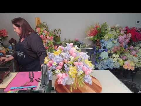 DIY Silk Flower Lilac Spring Table Arrangement