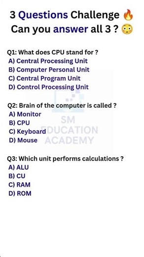 Computer MCQs Challenge 🔥 | 3 Questions Quiz #education #quiz #study #educational
