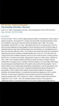 PCL-R (Psychopathy Checklist-Revised) (1991) - Case Study #assessment #psychopathy #risk #forensic