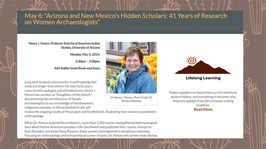 5-6-24: Arizona and New Mexico’s Hidden Scholars: 41 Years of Research on Women Archaeologists
