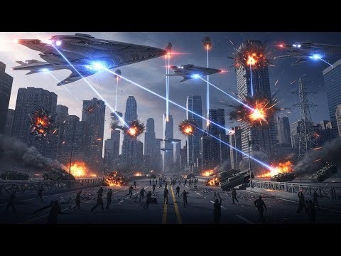 Alien Invasion War Catastrophe: Advanced Extraterrestrial Weapons Devastate a Modern City