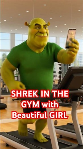 Shrek Saw a Cute Girl on Treadmill… Big Mistake #short