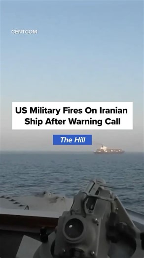 WATCH: US destroyer fires on Iranian cargo ship that tried to break Strait of Hormuz blockade