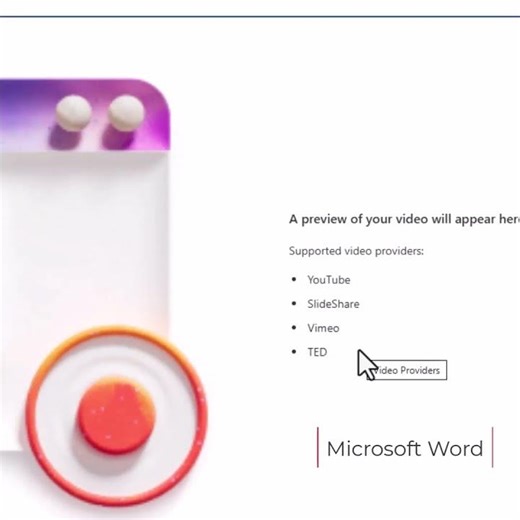 Microsoft Word Embedding Online Videos