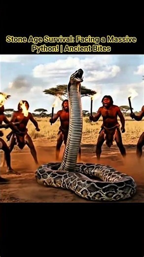 |Stone Age Survival: Facing a Massive Python! | Ancient Bites #AncientBites #HumanEvolution #shorts