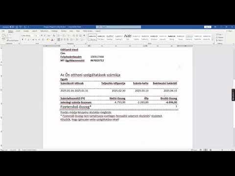 Hungary Magyartel utility bill template in Word and PDF format, fully editable