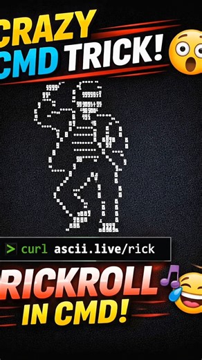 CMD Command That Rickrolls Everyone 😂#cmd#curl#coding #shorts#rickroll#terminal #developer