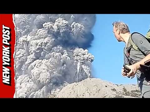 Horrifying Moment Hikers Run for Their Lives as Volcano Kills Three People