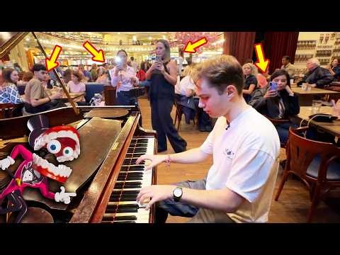 I Played RUNNING THE SHOW on Piano in Public! (Amazing Digital Circus)
