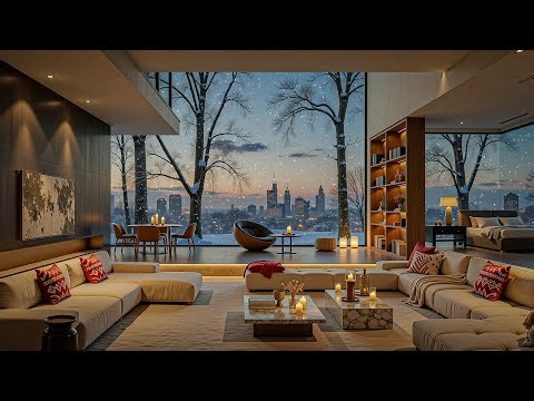 Peaceful Winter Ambience at Luxury Penthouse ❄ Soothing Jazz Instrumental Music for Study, Work