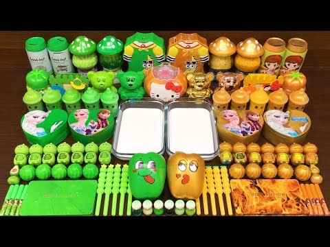 GREEN Slime! Mixing Random Things Into Glossy Slime For Relaxing ASMR #1134