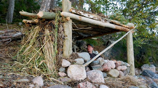Building a Bushcraft Beach Shelter From Start to Finish