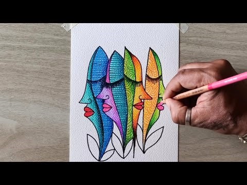 Multiple Face Drawing / Easy Abstract Art Idea