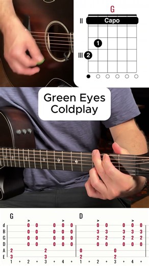 Green Eyes - Coldplay #gitarrelernen #guitarlesson #guitar #tutorial #tabs #shorts #songlove