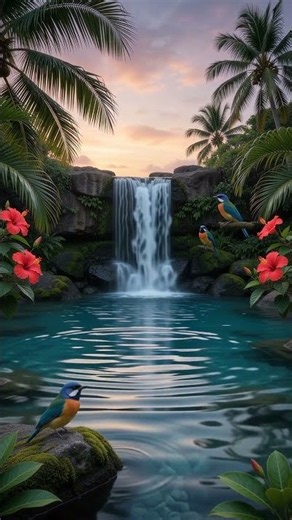 Fall Asleep Instantly | Tropical Island Waterfall & Nature Sounds 10 Hours for Deep Sleep (No Ads)