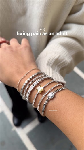 Fixing pain as an adult | silver,bracelets,for her,gift ideas,wowen,925 sterling silver,stack,style