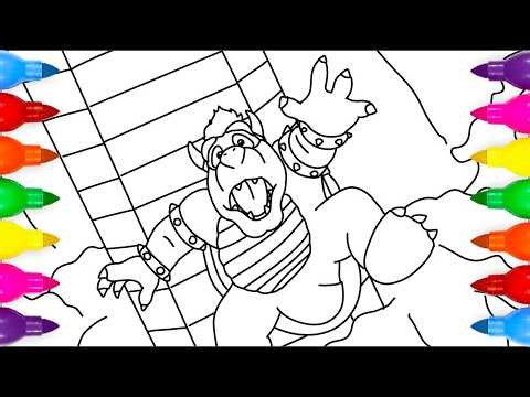 The Super Mario Galaxy Movie Bowser Falling in Lava Coloring Page
