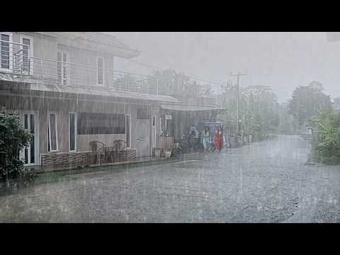 SUPER BIG HEAVY RAIN IN Wet Soil Village 🌧️ Heavy Thunder & Rain in Indonesia | Sleep Therapy