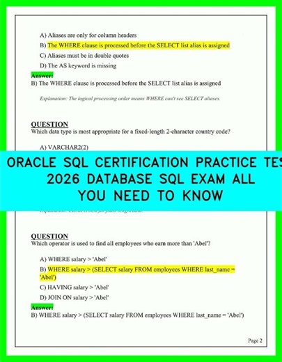 Oracle SQL Certification 2026: Master Every Database Exam Question Now