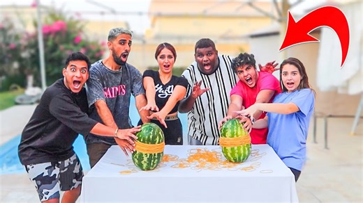 Watermelon and rubber band challenge 🔥 exploded in Beisan 😰
