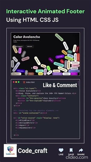 Interactive Animated Footer Using HTML, CSS & JavaScript ✨🔥 | Web Dev Tutorial