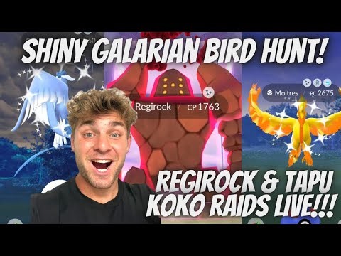 ✨Shiny Galarian Bird Hunt, Dynamax Regirock and Tapu Koko Raids LIVE In Pokemon Go!✨
