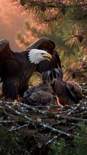 Bald Eagle Teaches Eaglets Their First Flight! 🦅 The Eagle Nest #Shorts
