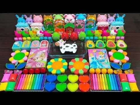 Rainbow slime ! Mixing random things into homemade slime ! Enjoy slime videos !!!