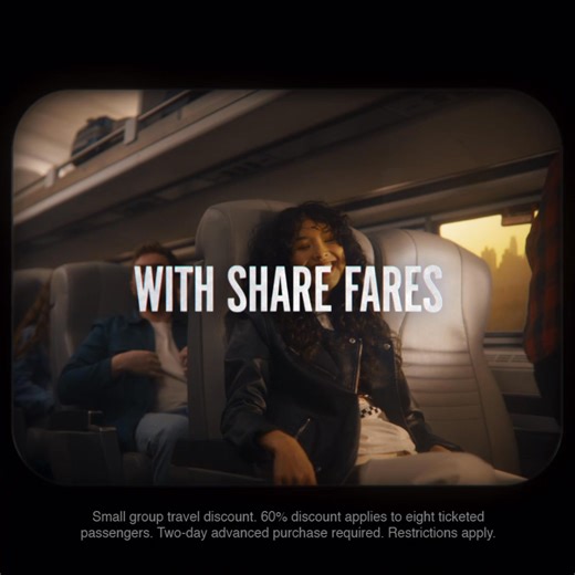 Go together and save with Amtrak Share Fares. When you enjoy your trip with a group, you can get up to 60% off. | Amtrak