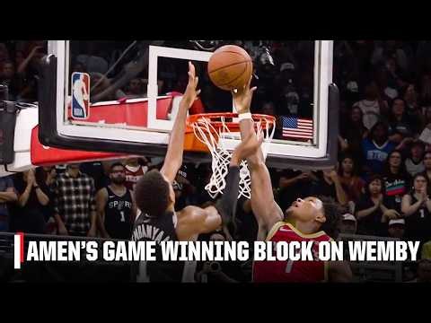 AMEN THOMPSON BLOCKS WEMBY TO WIN THE GAME FOR THE ROCKETS 😱 | NBA on ESPN