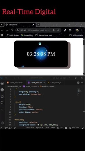 Build a Real-Time Digital Clock ⏰ Using HTML, CSS & JavaScript | Live Clock Project |#htmlcss #js