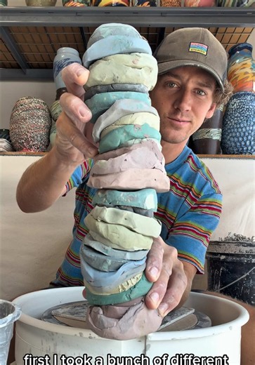 How I made this colorful vase! #artist #clay #pottery | Pottery