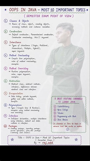 Java Top 10 Important Topics | OOPs in Java | Semester Exam 2026 | Handwritten Notes | #viral #java
