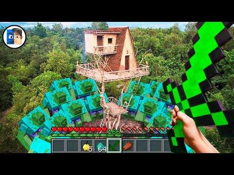 Minecraft in Real Life POV - ZOMBIE BATTLE in Realistic Minecraft 創世神第一人稱真人版