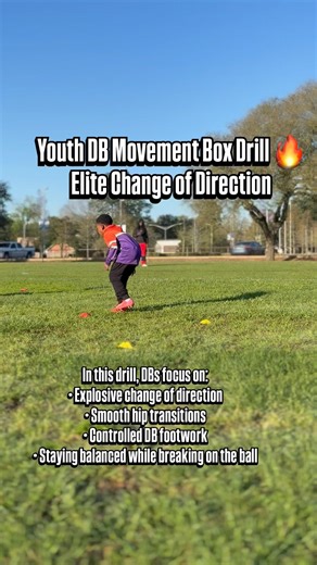 Youth DB Movement Box Drill 🔥 Elite Change of Direction Training for Defensive Backs #dbdrills