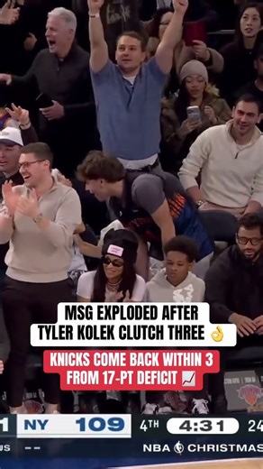 Tyler Kolek drills the 3 to cut the lead to 3 points and MSG is LOVING it 🤩