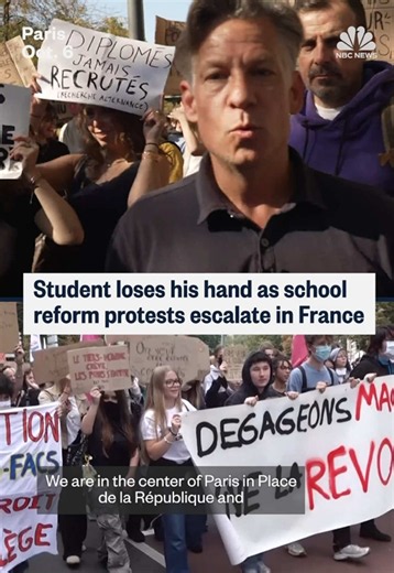 Protests raged at more than 1,200 French high schools last week, and police responded with tear gas and rubber bullets in some cases. More than 5,000 people were arrested, and some protesters were seriously hurt with eye injuries, broken teeth and blows to ​the head. NBC News' Richard Engel reports from Paris as protests continue.