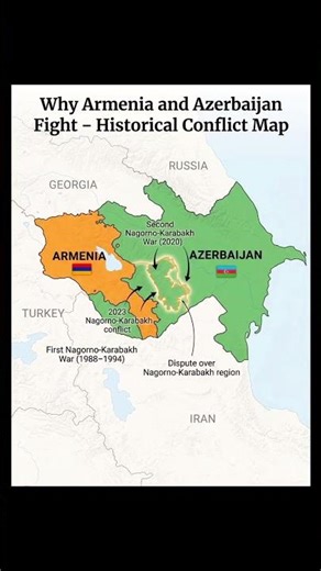 Armenia vs Azerbaijan: centuries‑old dispute over Nagorno‑Karabakh fuels repeated wars. 🇦🇿🇦🇲