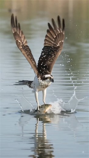 Osprey Catches a Fish! Dramatic Water Strike & Takeoff | Wildlife Sounds & Bird of Prey #Shorts