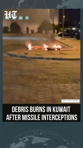 Kuwait Air Defences Intercept Missiles and Drones as Burning Debris Falls | #shorts